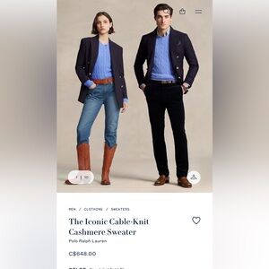 💥SOLD💥 750$ Ralph Lauren polo the ICONIC CASHMERE SWEATER large